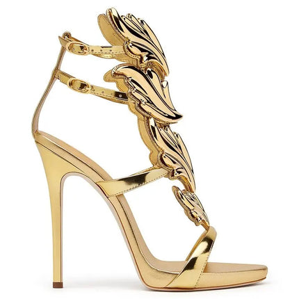 Shoeswoon Gold Evening Shoes Luxury Metallic Heels Stiletto Sandals