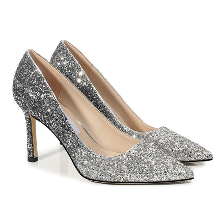 Shoeswoon Sparkling Gradient Glitter Pointed Toe Evening Party Stiletto Heels