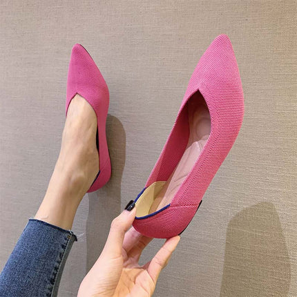 Shoeswoon Stretchy Knit Pointed Toe Casual Women Ballet Flats