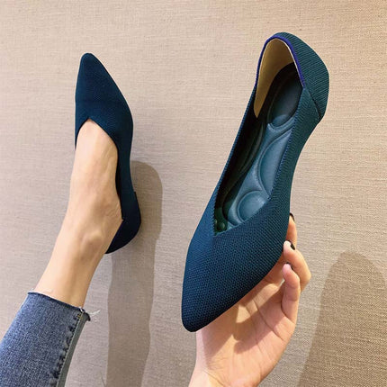 Shoeswoon Stretchy Knit Pointed Toe Casual Women Ballet Flats
