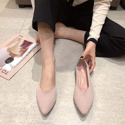 Shoeswoon Stretchy Knit Pointed Toe Casual Women Ballet Flats