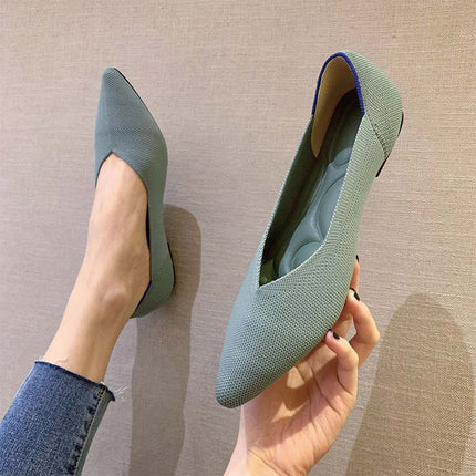 Shoeswoon Stretchy Knit Pointed Toe Casual Women Ballet Flats