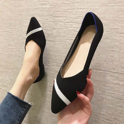 Shoeswoon Pointed Toe Knit Foldable Travel Women Ballet Flats
