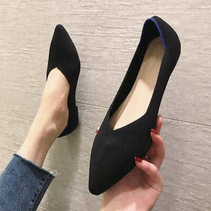 Shoeswoon Pointed Toe Knit Foldable Travel Women Ballet Flats