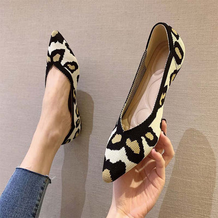 Shoeswoon Stretchy Knit Pointed Toe Casual Women Ballet Flats