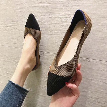 Shoeswoon Pointed Toe Knit Foldable Travel Women Ballet Flats