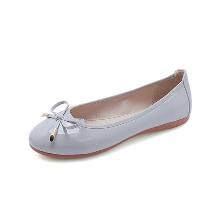 Shoeswoon Elegant Bow Patent Leather Slip On Casual Ballet Flats