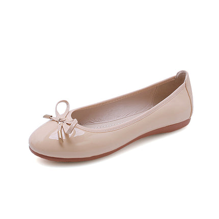 Shoeswoon Elegant Bow Patent Leather Slip On Casual Ballet Flats