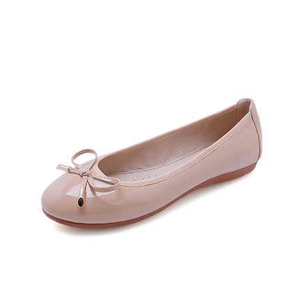 Shoeswoon Elegant Bow Patent Leather Slip On Casual Ballet Flats