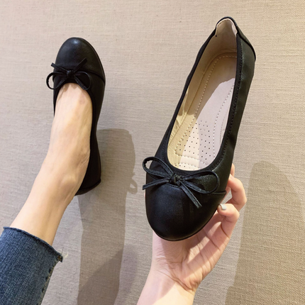Shoeswoon Round Toe Bow Decor All-match Women Ballet Flats
