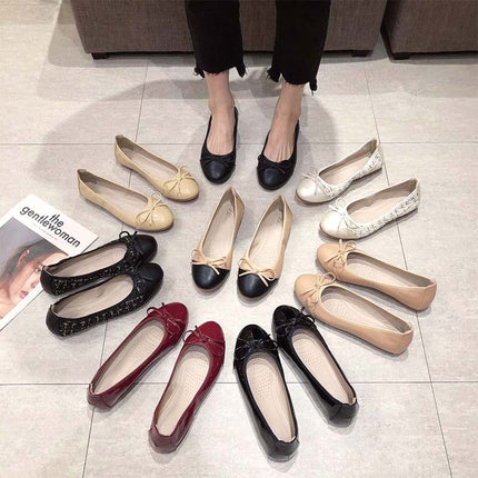 Shoeswoon Round Toe Bow Decor All-match Women Ballet Flats