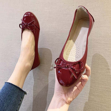 Shoeswoon Round Toe Bow Decor All-match Women Ballet Flats