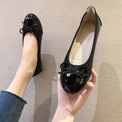 Shoeswoon Round Toe Bow Decor All-match Women Ballet Flats