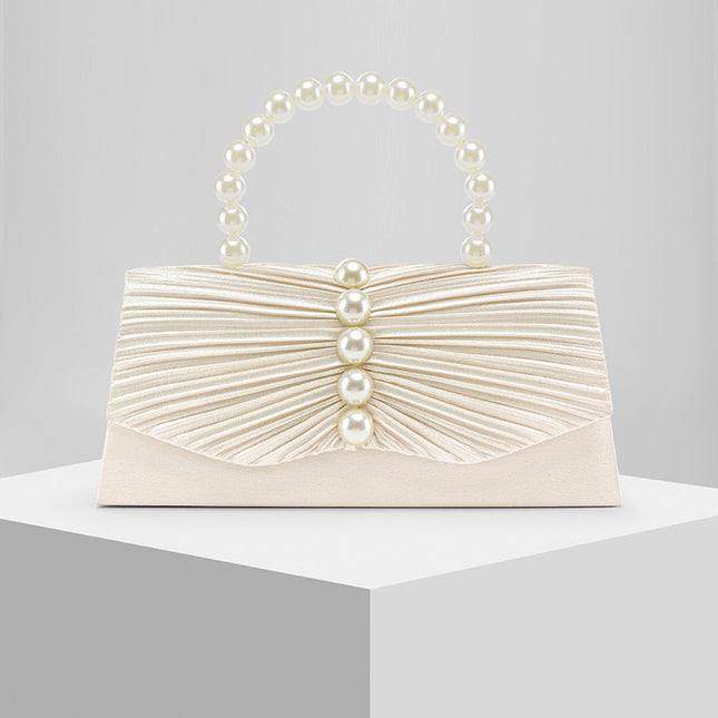 Shoeswoon Elegant Pearl Embellished Envelope Formal Clutch