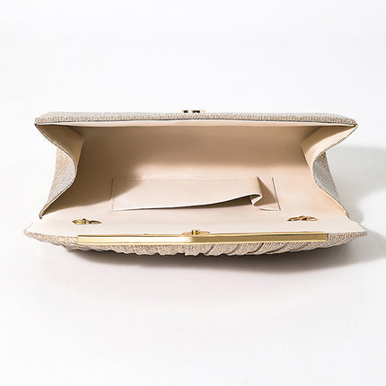 Shoeswoon Chic Pleated Glitter V-Shaped Metal Trim Evening Clutch