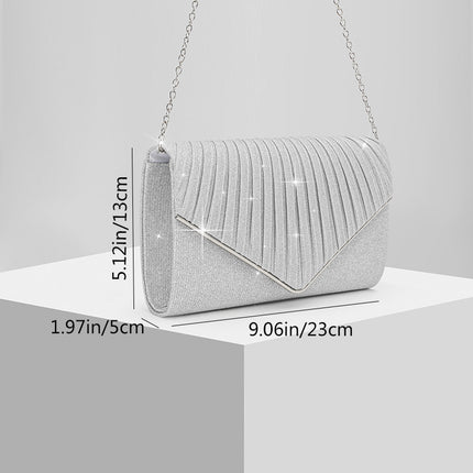 Shoeswoon Sparkly Pleated Envelope Glitter Formal Evening Clutch