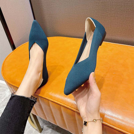 Shoeswoon Pointed Toe Multi Pattern Knit Women Ballet Flats