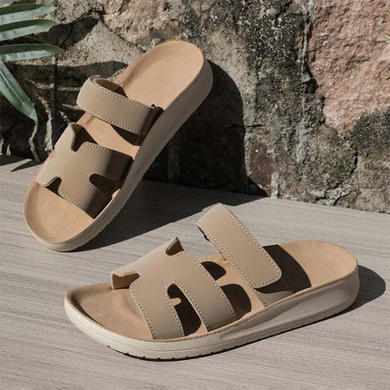 Shoeswoon Comfort Slip On Cushioned Insole Flat Slide Sandals