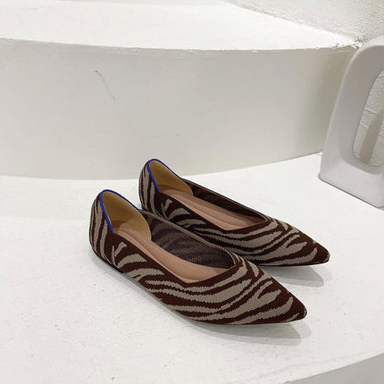Shoeswoon Pointed Toe Multi Pattern Knit Women Ballet Flats