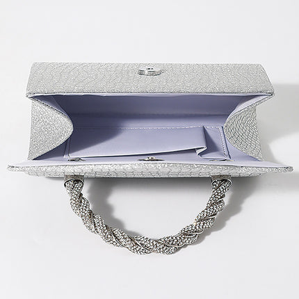 Shoeswoon Chic Glitter Twist Rhinestone Top Handle Evening Clutch