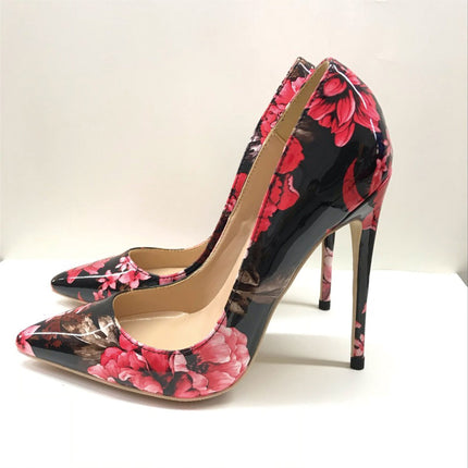 Shoeswoon Romantic Floral Low-Vamp Pointed Toe Stiletto High Heels