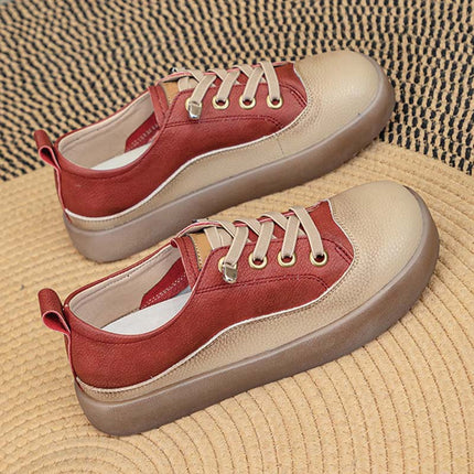 Shoeswoon Thick Sole Slip On Lace Up Casual Sneakers