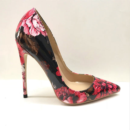 Shoeswoon Romantic Floral Low-Vamp Pointed Toe Stiletto High Heels