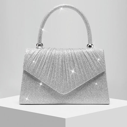 Shoeswoon Chic Shimmer Pleated Special Occasion Clutch