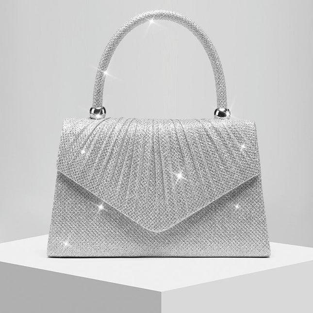Shoeswoon Chic Shimmer Pleated Special Occasion Clutch