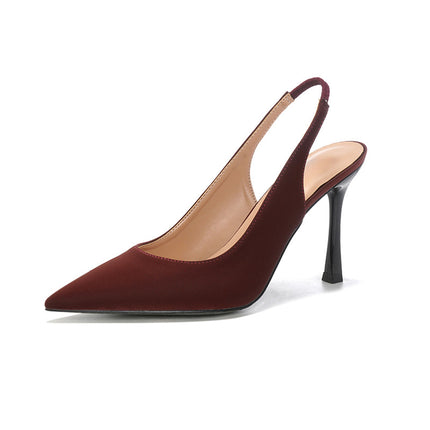 Shoeswoon Effortless Chic Pointed Toe Satin Slingback Stiletto Mule Heels