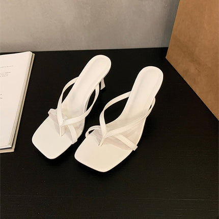 Shoeswoon Elegant Slip On Open Back Dressy Stiletto Slide Heels
