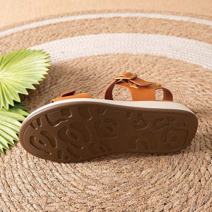 Shoeswoon Double Buckle Adjustable Strap Casual Platform Flat Sandals