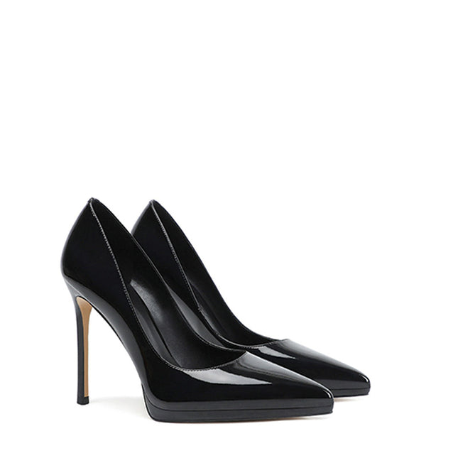 Shoeswoon Classic Pointed Toe Patent Leather Platform Stiletto High Heels
