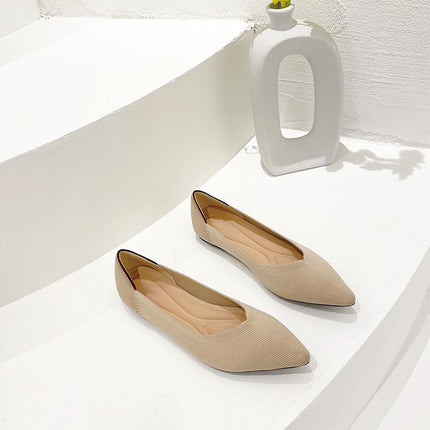 Shoeswoon Pointed Toe Multi Pattern Knit Women Ballet Flats