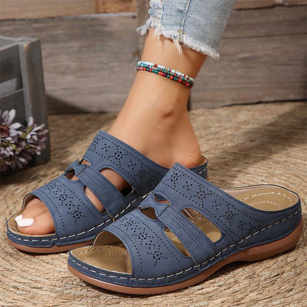 Shoeswoon Casual Hollow Open Toe Comfort Flat Slide Sandals