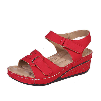 Shoeswoon Comfort Open Toe Adjustable Hook Loop Flat Backstrap Sandals