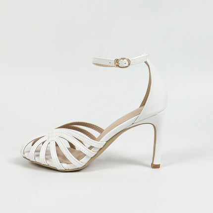 Shoeswoon Elegant Round-Toe Stiletto Sandals with Ankle Strap