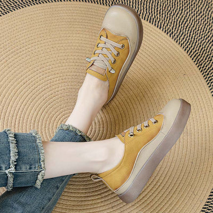Shoeswoon Thick Sole Slip On Lace Up Casual Sneakers