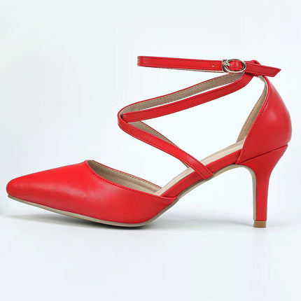 Shoeswoon Elegant Crisscross Strap Pointed Toe Stiletto Heels