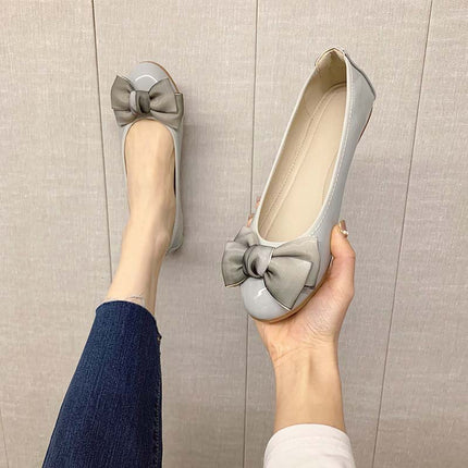 Shoeswoon Rounded Toe Big Bow Decor Elegant Women Ballet Flats