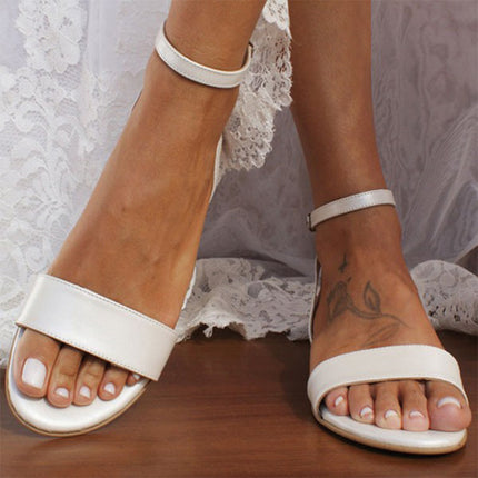 Shoeswoon Minimalist Open Toe Adjustable Buckle Flat Ankle Strap Sandals