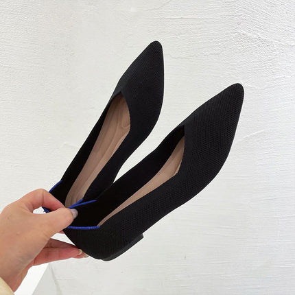 Shoeswoon Pointed Toe Multi Pattern Knit Women Ballet Flats