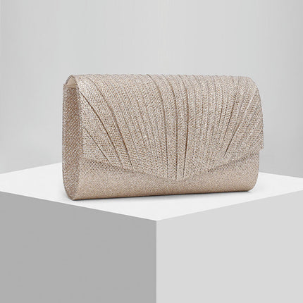 Shoeswoon Glam Pleated Shimmer Special Occasion Clutch