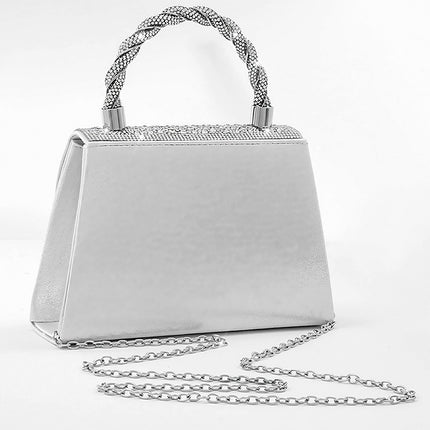 Shoeswoon Dazzling Full Rhinestone Twist Handle Envelope Evening Clutch