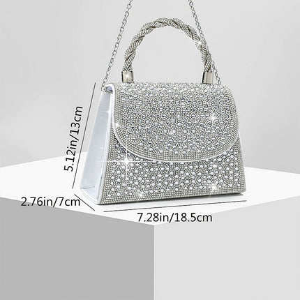 Shoeswoon Dazzling Full Rhinestone Twist Handle Envelope Evening Clutch