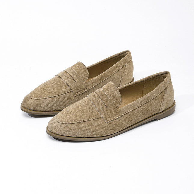 Shoeswoon Classic Suede Penny Slip On Flat Loafers