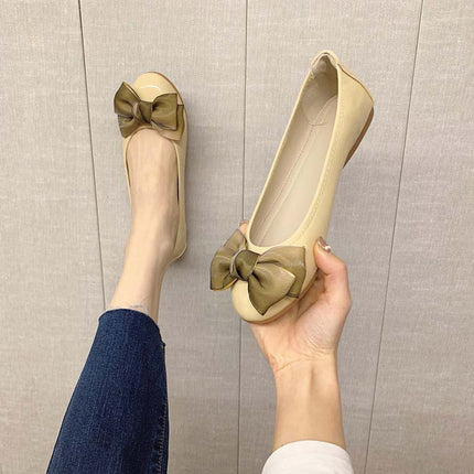 Shoeswoon Rounded Toe Big Bow Decor Elegant Women Ballet Flats