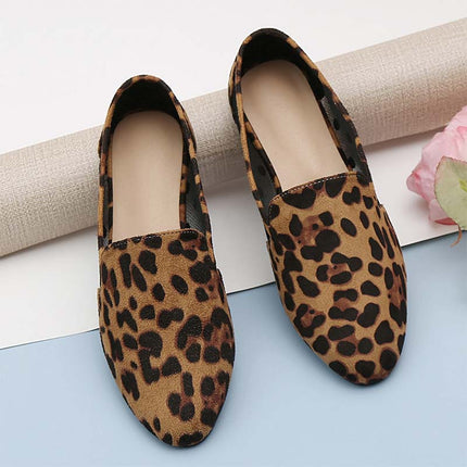 Shoeswoon Leopard Print Mesh Patchwork Slip On Loafers