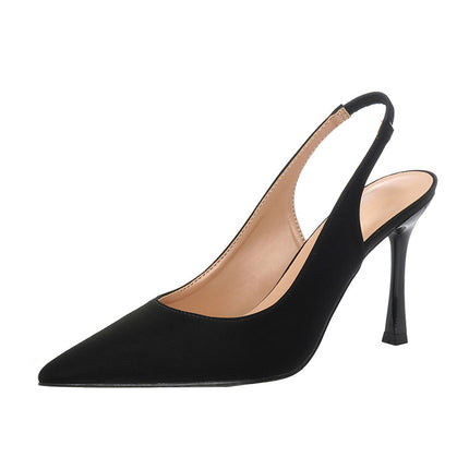 Shoeswoon Effortless Chic Pointed Toe Satin Slingback Stiletto Mule Heels
