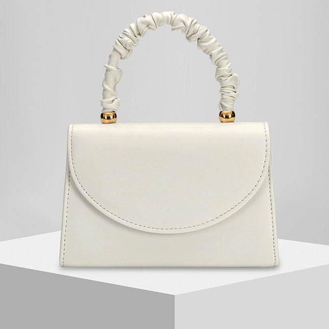 Shoeswoon Sleek Minimalist Ruched Top Handle Wedding Clutch Purse